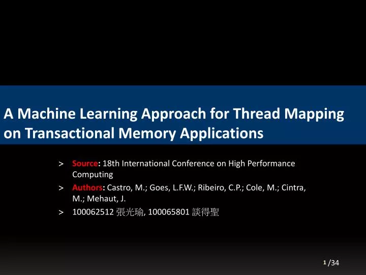 a machine learning approach for thread mapping on transactional memory applications