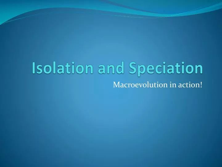 isolation and speciation