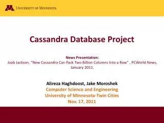 Cassandra Database Project