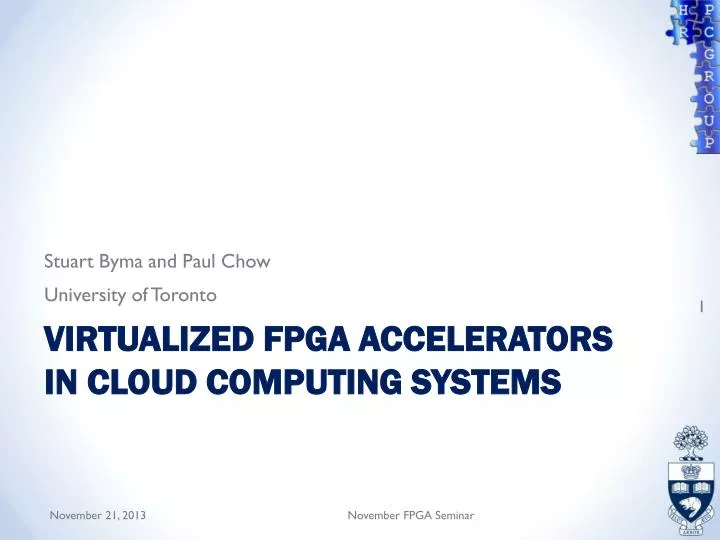 virtualized fpga accelerators in cloud computing systems