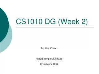 CS1010 DG (Week 2)