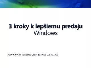 3 kroky k lep iemu predaju windows