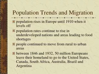 Population Trends and Migration