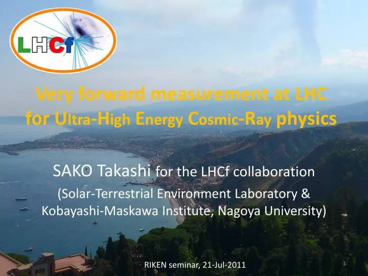 very forward measurement at lhc for u ltra h igh e nergy c osmic r ay physics