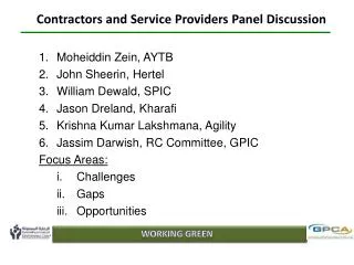 Contractors and Service Providers Panel Discussion