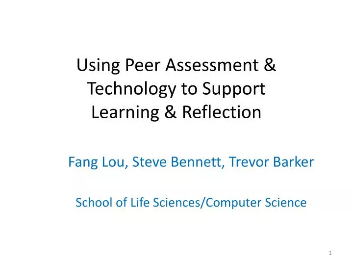 using peer assessment technology to support learning reflection