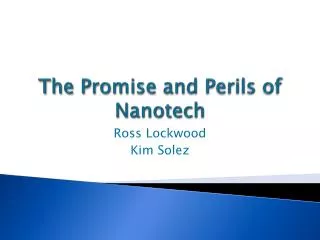The Promise and Perils of Nanotech