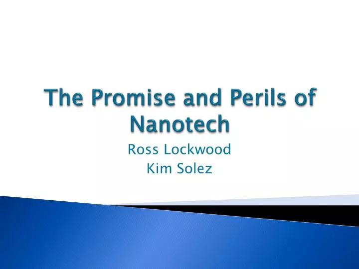 the promise and perils of nanotech