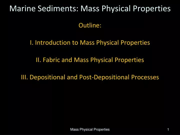 marine sediments mass physical properties