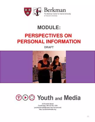 Module: Perspectives on Personal information Draft