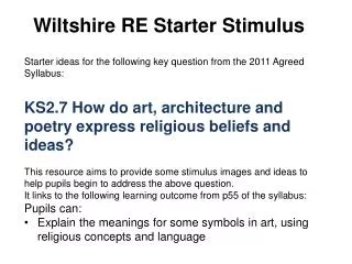 Wiltshire RE Starter Stimulus