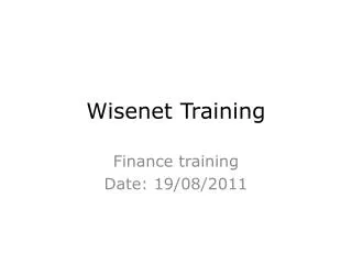 Wisenet Training