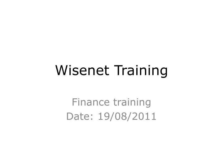 wisenet training