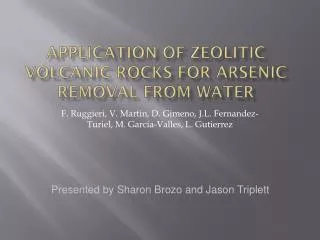 Application of zeolitic volcanic rocks for arsenic removal from water