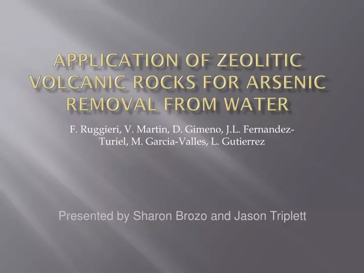 application of zeolitic volcanic rocks for arsenic removal from water