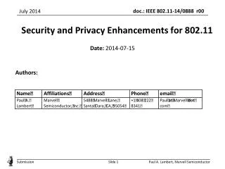 Security and Privacy Enhancements for 802.11