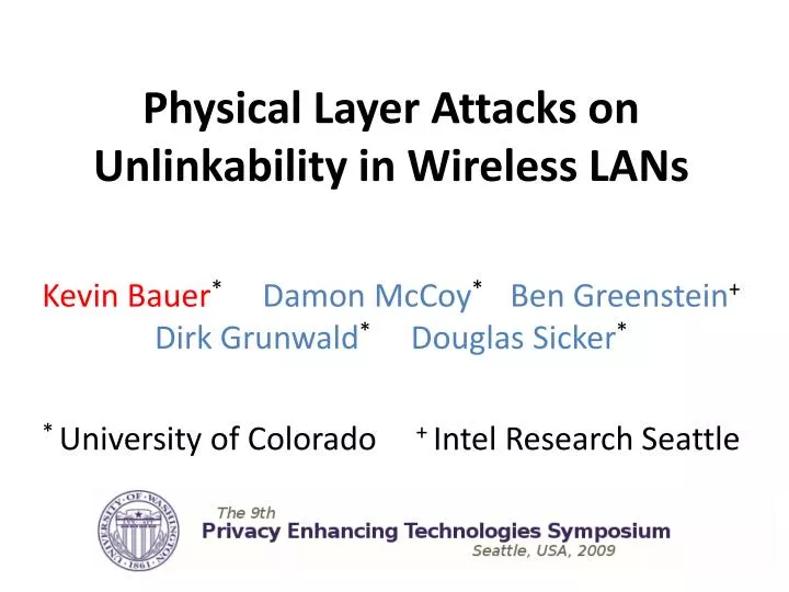 physical layer attacks on unlinkability in wireless lans
