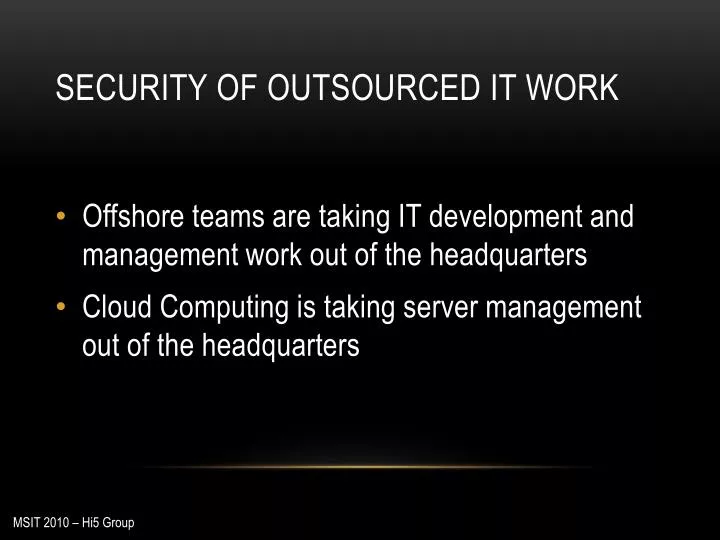 security of outsourced it work