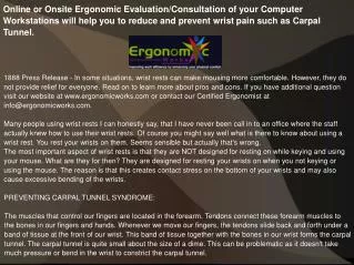 Online or Onsite Ergonomic Evaluation/Consultation