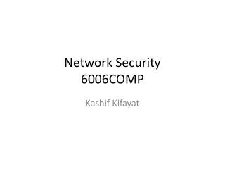 Network Security 6006COMP