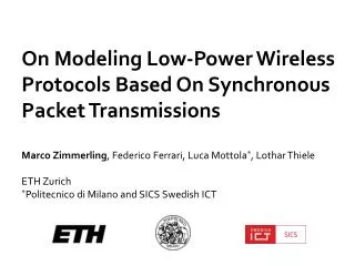 On Modeling Low-Power Wireless Protocols Based On Synchronous Packet Transmissions