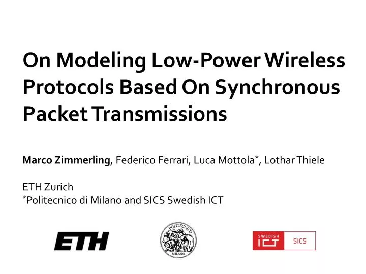 on modeling low power wireless protocols based on synchronous packet transmissions