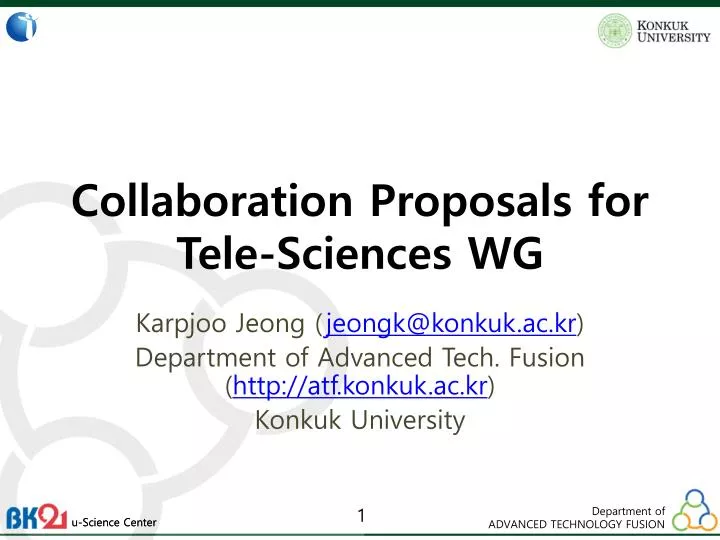 collaboration proposals for tele sciences wg