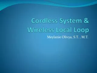cordless system wireless local loop