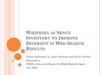 Wikipedia as Sence Inventory to Improve Diversity in Web Search Results