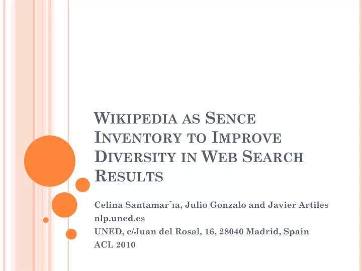 wikipedia as sence inventory to improve diversity in web search results