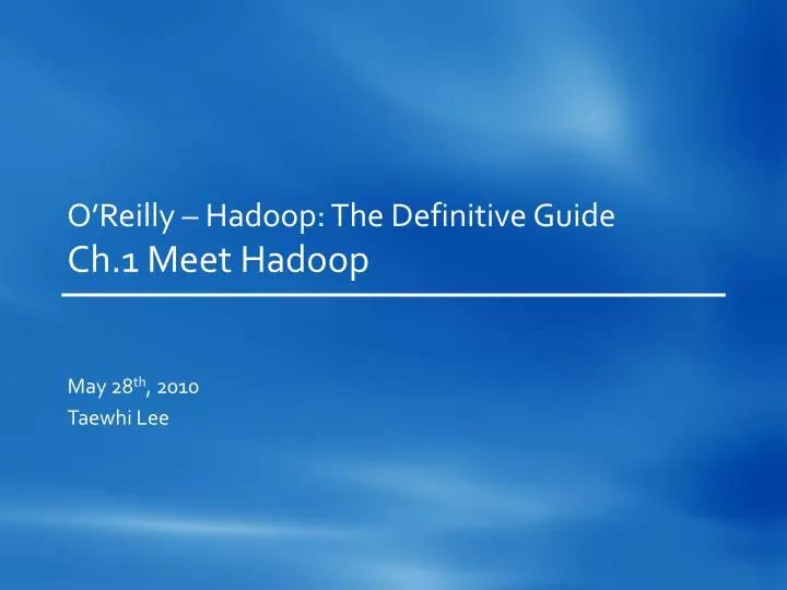 o reilly hadoop the definitive guide ch 1 meet hadoop