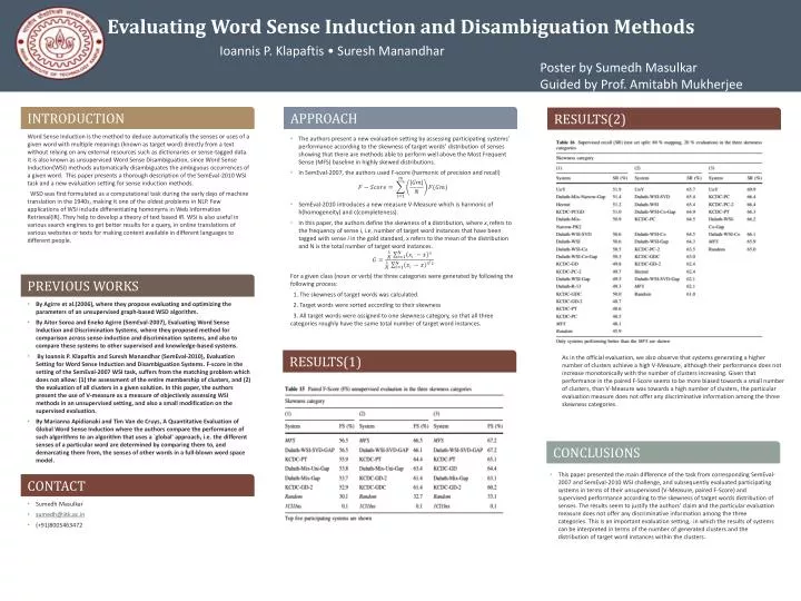evaluating word sense induction and disambiguation methods