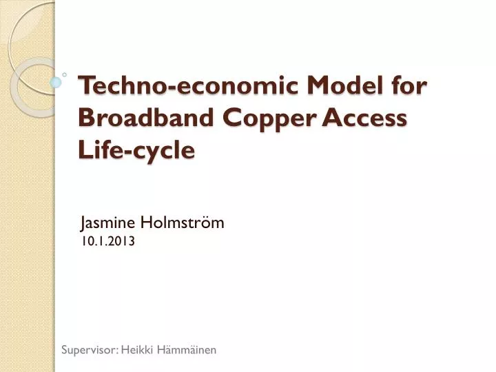 techno economic model for broadband copper access life cycle