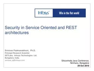 Security in Service Oriented and REST architectures