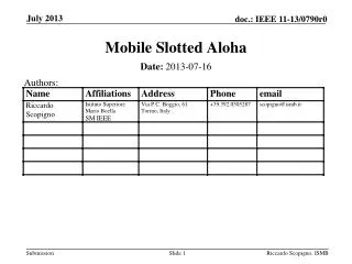 Mobile Slotted Aloha