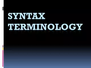 Syntax Terminology