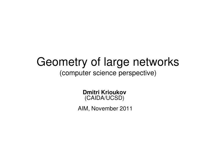 geometry of large networks computer science perspective