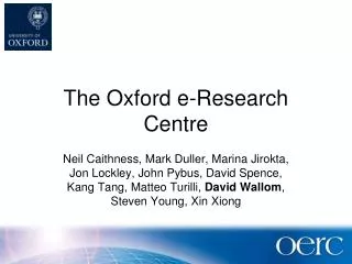 The Oxford e-Research Centre