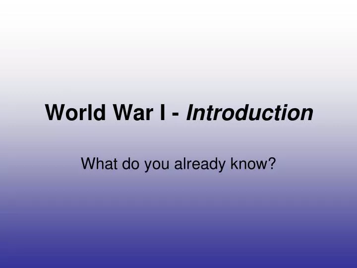 world war i introduction