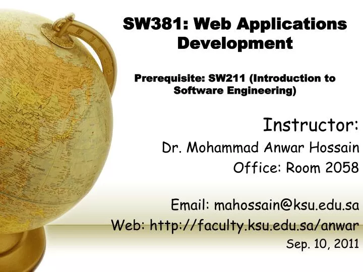 sw381 web applications development prerequisite sw211 introduction to software engineering