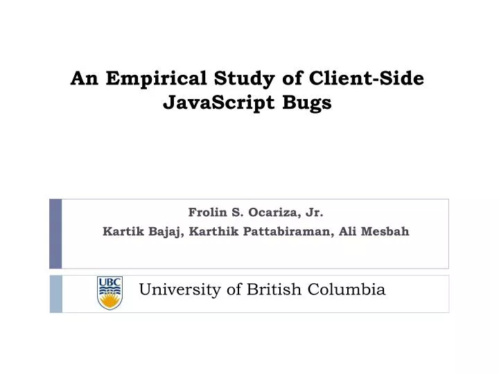 an empirical study of client side javascript bugs