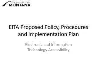 EITA Proposed Policy, Procedures and Implementation Plan