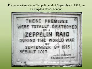 Plaque marking site of Zeppelin raid of September 8, 1915, on Farringdon Road, London