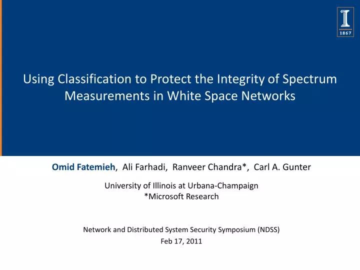 using classification to protect the integrity of spectrum measurements in white space networks