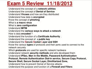 Exam 5 Review 11/18/2013