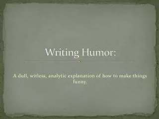 Writing Humor: