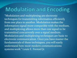 Modulation and Encoding