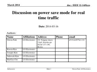 Discussion on power save mode for real time traffic