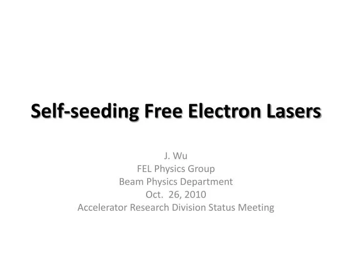 self seeding free electron lasers
