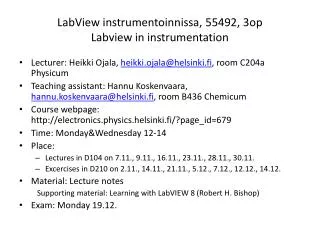 LabView instrumentoinnissa, 55492, 3op Labview in instrumentation